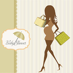 Image showing baby announcement card with beautiful pregnant woman