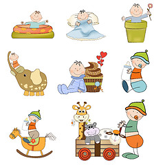 Image showing baby boy items set in vector format isolated on white background