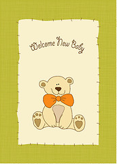 Image showing baby shower card with teddy bear toy