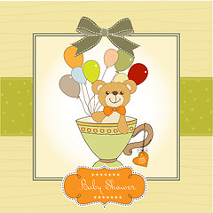 Image showing baby shower card with cute teddy bear