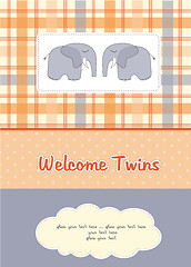 Image showing twins baby shower card with two elephants