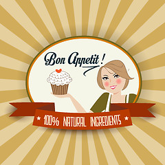 Image showing retro wife illustration with bon appetit message