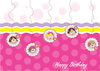 Image showing happy birthday greeting card with five little girls