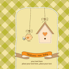 Image showing new baby announcement card with chicken