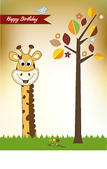 Image showing birthday greeting card with giraffe