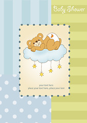 Image showing baby shower card with sleepy teddy bear