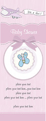 Image showing baby girl announcement card with airplane