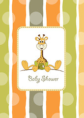 Image showing baby shower card with baby giraffe