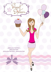 Image showing Sweet Sixteen Birthday card with young girl