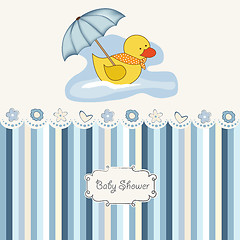 Image showing baby  shower card with duck toy