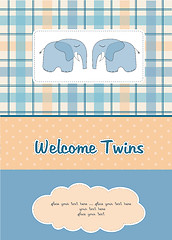 Image showing twins baby shower card with two elephants