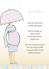 Image showing baby announcement card with beautiful pregnant woman