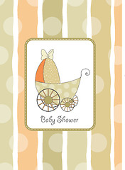 Image showing baby shower card with cute stroller