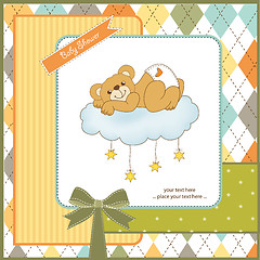 Image showing baby shower card with sleepy teddy bear