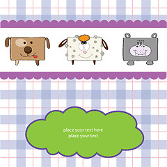 Image showing baby shower card with funny cube animals