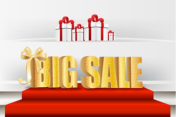 Image showing 3D big sale, made of pure, beautiful luxury gold