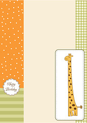 Image showing new baby announcement card with giraffe