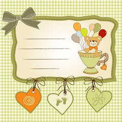 Image showing baby shower card with cute teddy bear