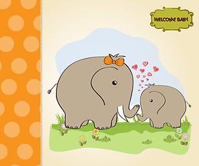Image showing baby shower card with baby elephant and his mother