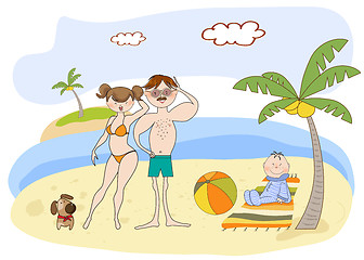 Image showing happy family on the beach