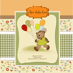 Image showing baby shower card with cute teddy bear