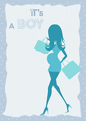 Image showing baby announcement card with beautiful pregnant woman