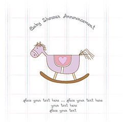 Image showing baby shower card with wood horse