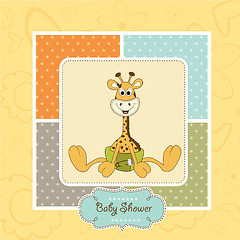 Image showing baby shower card with baby giraffe