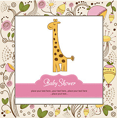 Image showing new baby announcement card with giraffe