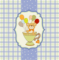 Image showing baby shower card with cute teddy bear