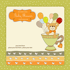 Image showing baby shower card with cute teddy bear