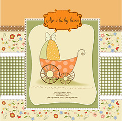 Image showing baby shower card with cute stroller