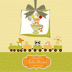 Image showing baby shower card with cute teddy bear