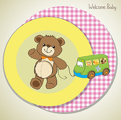 Image showing baby shower card with cute teddy bear