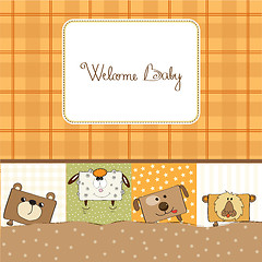 Image showing baby shower card with funny cube animals