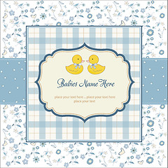 Image showing delicate babies twins shower card