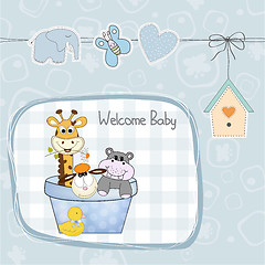 Image showing baby boy shower card with toys