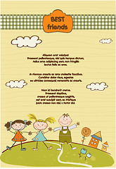 Image showing customizable best friend background with two girls and boy