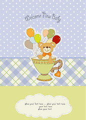 Image showing baby shower card with cute teddy bear