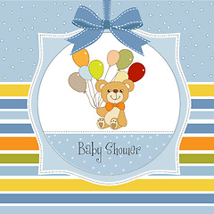 Image showing baby shower card with cute teddy bear