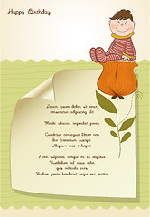 Image showing greeting card with a baby sitting on a flower