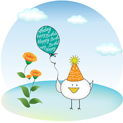 Image showing birthday party greeting card with chicken