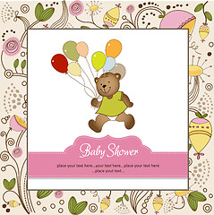 Image showing baby shower card with cute teddy bear