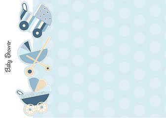 Image showing baby shower announcement card with strollers