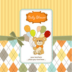 Image showing baby shower card with cute teddy bear