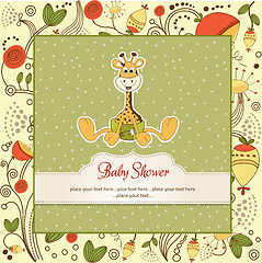 Image showing baby shower card with baby giraffe