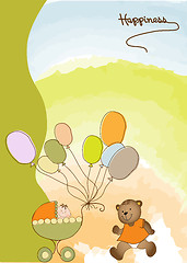 Image showing baby shower card with cute teddy bear