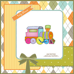 Image showing baby  shower card with toy train