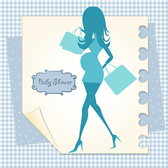 Image showing baby announcement card with beautiful pregnant woman