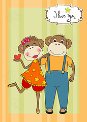 Image showing monkeys couple in love